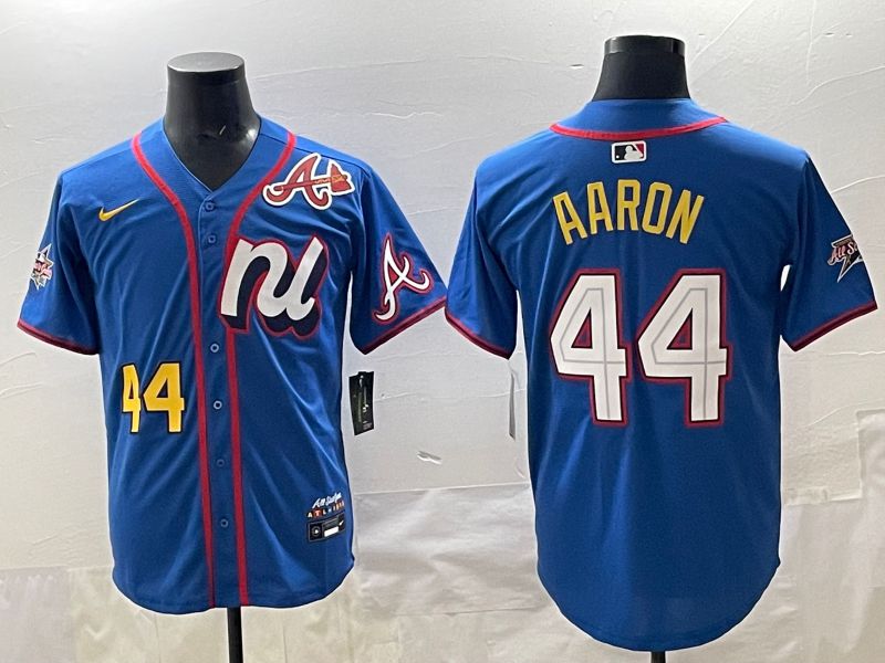 Men 2025 Atlanta Braves #44 Aaron Blue All star Nike MLB Jersey style 07